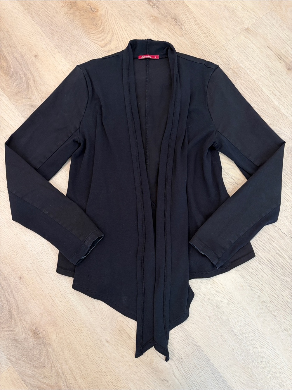 Barbara Lesser Black Open Draped Cardigan